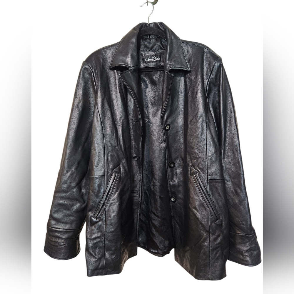 Amalfi Leather Black Classic Jacket Size XL